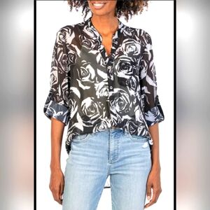 KUT from the Kloth $69 Jasmine Chiffon Button-Up Shirt NWOT Small